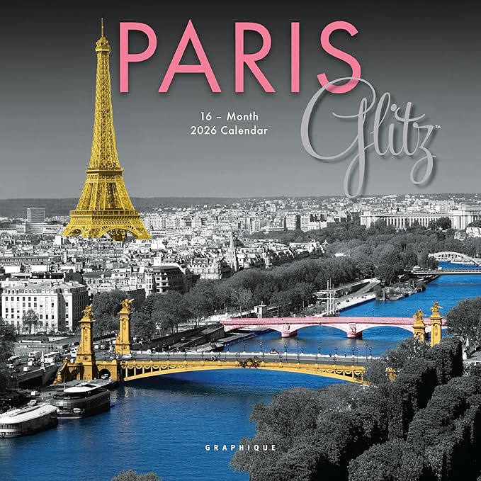 Graphique 2026 Paris Glitz Mini Wall Calendar | 7” x 7” | Thick Paper | Home & Office Organizer | Large Monthly Grid | 3 Languages & Marked Holidays | 4 Month Preview Page for 2027