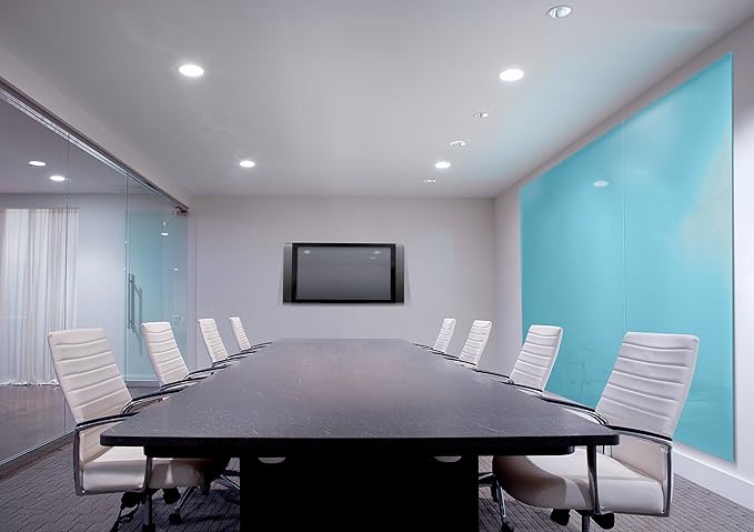 Aria 2'H x 3'W Low Profile 1/4" Glass Whiteboard - Horizontal Blue - 4 Markers and Eraser