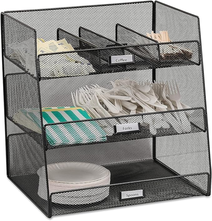 Safco 3293BL Onyx Mesh Break Room Supplies Organizer, Black