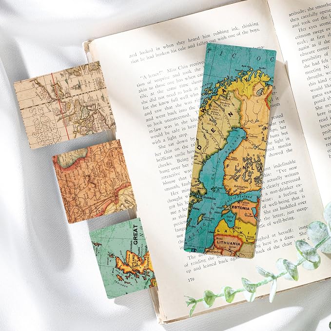 Vintage Bookmark Bulk Gifts - 100 Pcs World Map Paper Bookmarks for Women Students Men Book Lovers Retro Page Marks School Office Reading Accessories Bookish Gift for Birthday Christmas