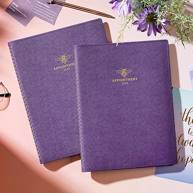 2026 Appointment Book - 30 Minutes-Hourly, Weekly ＆ Monthly Calendar Planner 2026, Jan. 2026 - Dec. 2026, 8.26" x 10.7", Daily/Hourly Planner, Schedule Planners, Spiral Binding, Purple