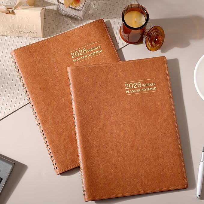 2026 Planner - Planner 2026 Weekly and Monthly, 11.38'' x 8.74'', 2026 Calendar Leather Planner, JAN 2026 - DEC 2026, Daily Hourly Appointment Book, To Do List, Monthly Tabs, Faux Soft Leather, Back Pockets - Brown