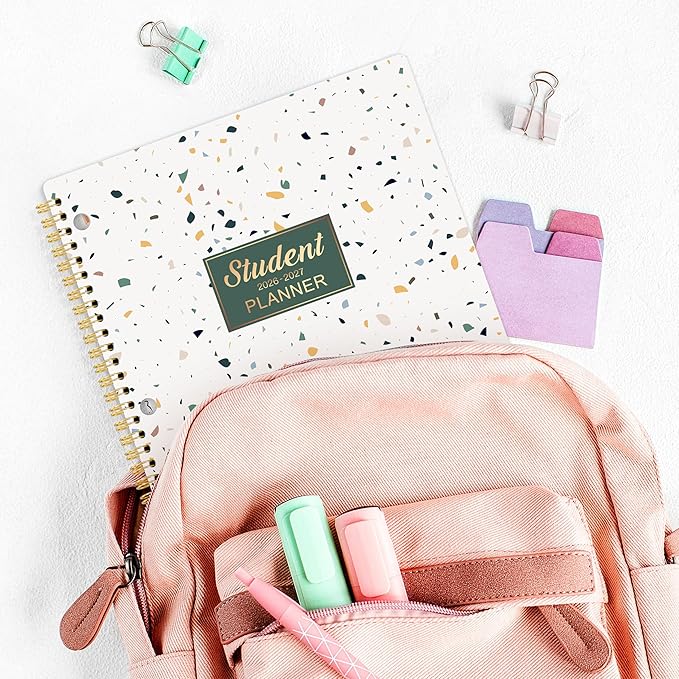 Student Planner 2026-2027 - Weekly and Monthly Planner 2026-2027 with Colorful Tabs & Stickers, Aug. 2026 - June 2027, 9" x 11", School Planner for Middle or High School