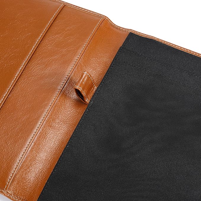 Leather Junior Padfolio for Men & Women with Pen Loop, Italian Calfskin, Business Portfolio Notebook Folder (Antiqued Brown)
