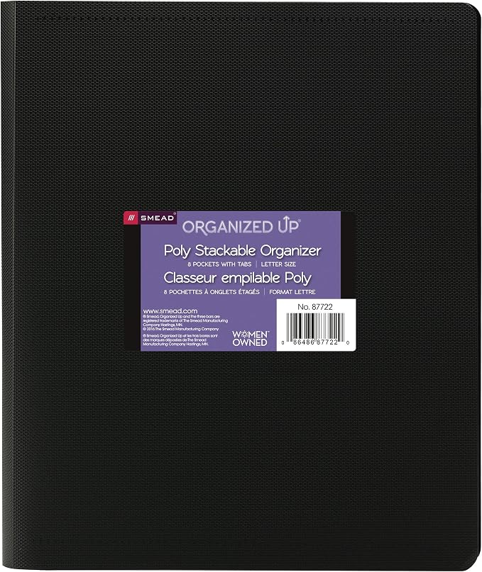 Smead Organized Up Multi Pocket Organizer, Eight Pockets, Letter Size, Black (Pack of 10)