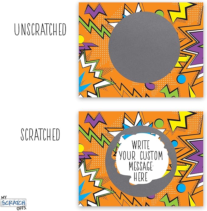 My Scratch Offs 50 Pack Zig Zag Orange DIY Custom Make Your Own Scratch Off Cards for Teacher Supplies, Classroom Must Haves, Motivational Cards for Students & Small Business