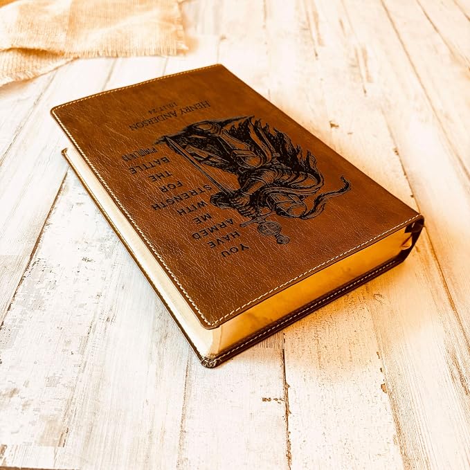 Personalized Bible for Men, NKJV Wide-Margin Bible, Custom Bible Engraved Name, Knight Warrior Design, Christian Gift, Bible Gifts for Him
