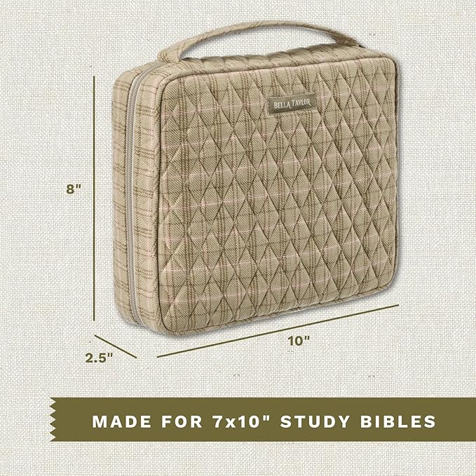 Bella Taylor Quilted Bible Cover for Women - Large Study Bible Case - Willow Plaid