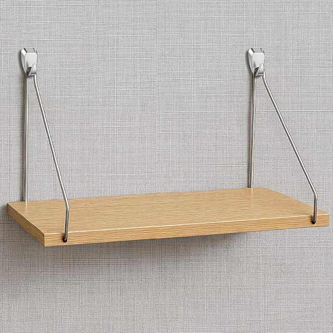 1 Pack Fabric Wall Cubicle Shelf with 40 Lbs Metal Hooks for Wall Decor, 11.8'' Solid Wooden Hanging Organizer Storage Shelf with Hangers Cubicle Accessories for Women Men Desk Office