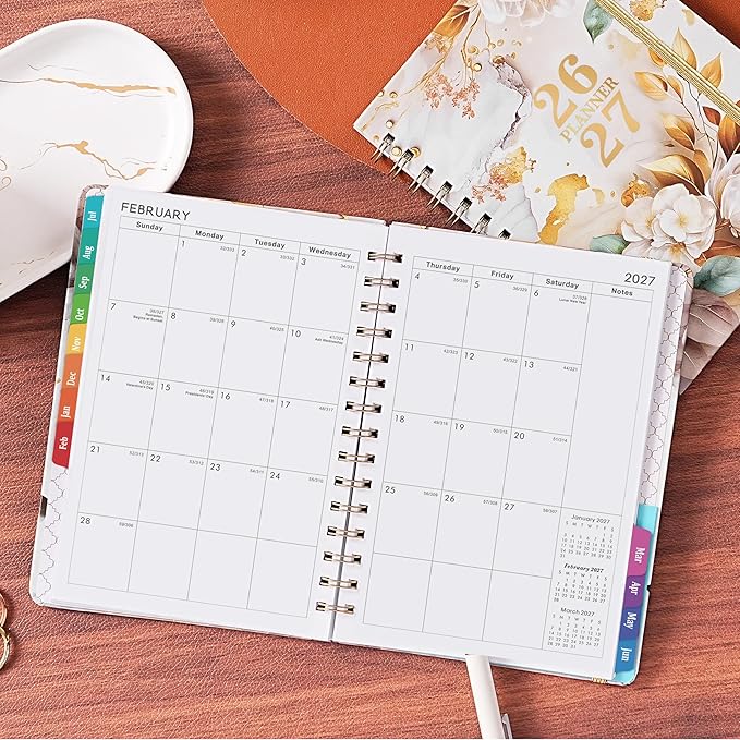 Planner 2026-2027 - Planner 26-27 Weekly and Monthly, Jul.2026 - Jun.2027, 8.5" x 6.4", 2026-2027 Calendar Planner with Monthly Tabs, Back Pocket, Sturdy Binding