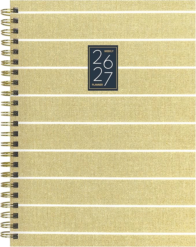 TF Publishing July 2026 - June 2027 Yellow Linen Medium Weekly Monthly Planner - 12 Month Academic Planner 2026-2027 with Durable Cover, Thick Bright White Paper and Planning Stickers - 6.5 x 8 in