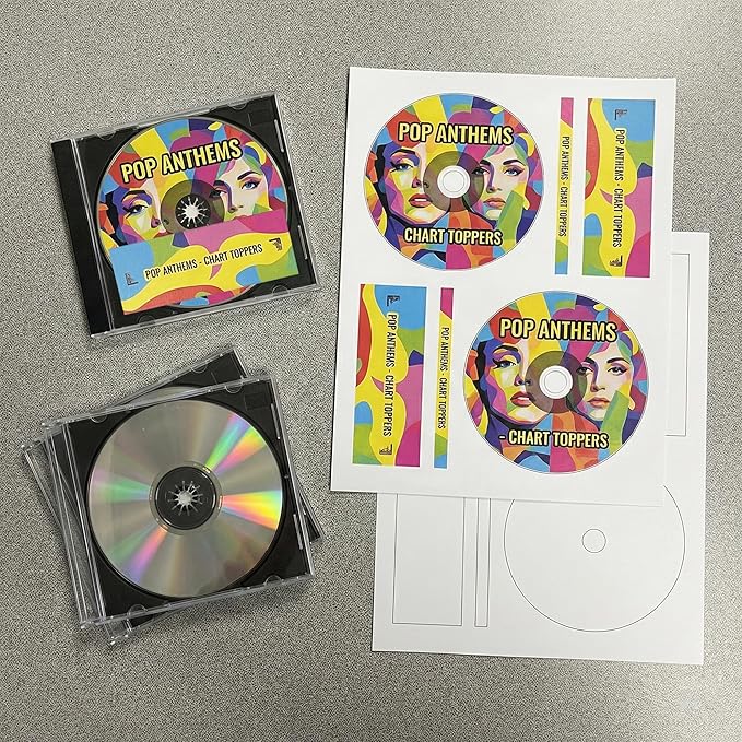 CD/DVD Label Full Face | Qty 300 Disc, 300 Spine | 150 Sheets Total | Permanent White Matte | Inkjet & Laser Compatible | Memorex Small Center Style | Easy to Peel | Made in USA | Blank Label