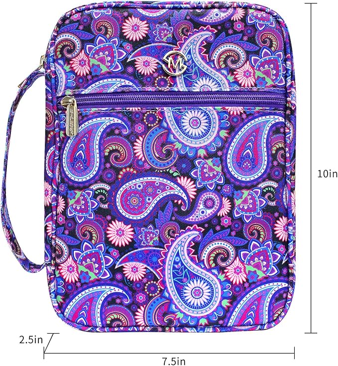 G-LEAF Bible Cover Case/Book Cover, Bible Case for Women Girls, Bible Cover Bags Floral Pattern With Handle Fits for Standard Size Bible, 9.5x6.7x2.5 In