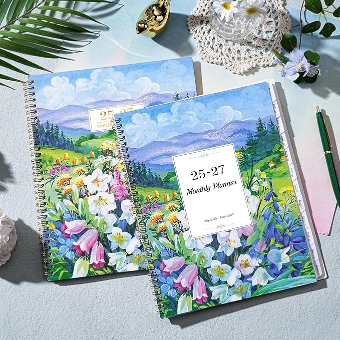 Monthly Planner 2025-2027 - 2 Year Planner 2025-2027, Jul. 2025 - Jun. 2027, 9'' x 11'' Planners 2025-2026 with Coated Tabs, Inner Pocket