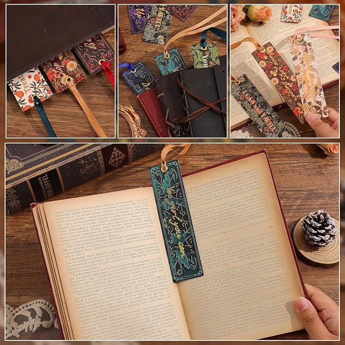 10 PCS Inspirational Floral Bookmarks, Flower Paper Bookmark Set, Women Motivational Book Mark for Women Girls Reading Lovers Teachers Gift