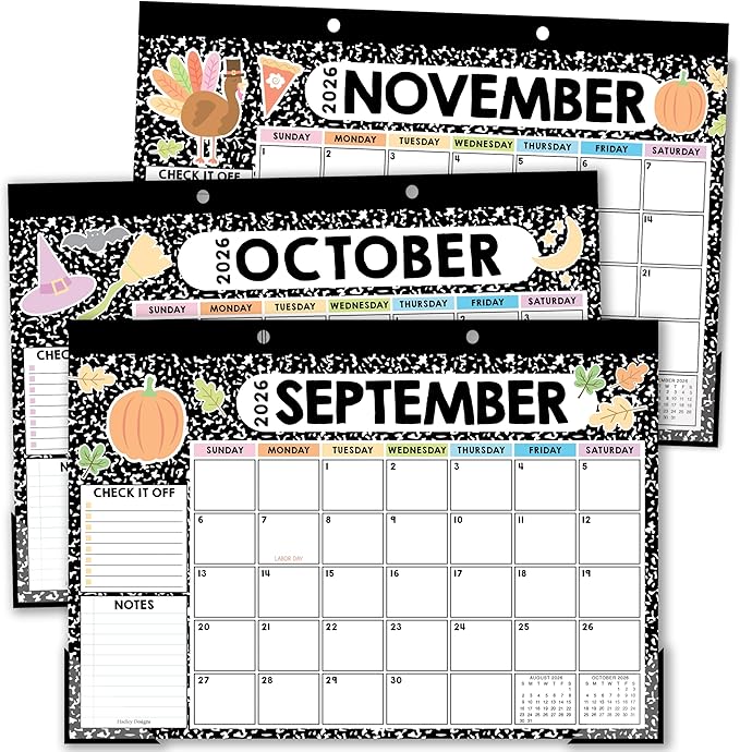Hadley Designs Large Teacher Desk Calendar 2026-2027 - Desktop Calendar 2026, 18-Month Desk Calendars for Home, Office & Classroom, Cute Classroom Must Haves, Teacher Appreciation Gifts