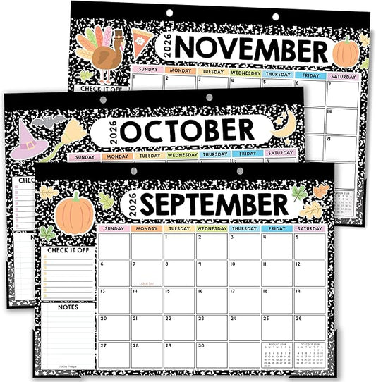 Hadley Designs Large Teacher Desk Calendar 2026-2027 - Desktop Calendar 2026, 18-Month Desk Calendars for Home, Office & Classroom, Cute Classroom Must Haves, Teacher Appreciation Gifts