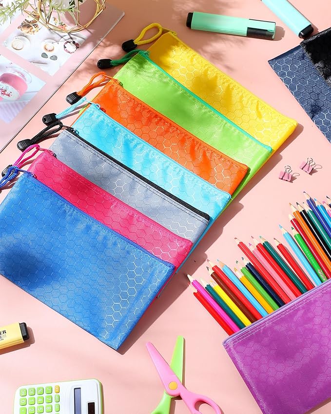 Aliceset 300 Pcs Pencil Pouches Bulk 12 Color A6 Size Small Zipper Pencil Bags Football Pattern Waterproof Bulk Pen Pouches Stationery Storage Bags for Back to College Office Supplies