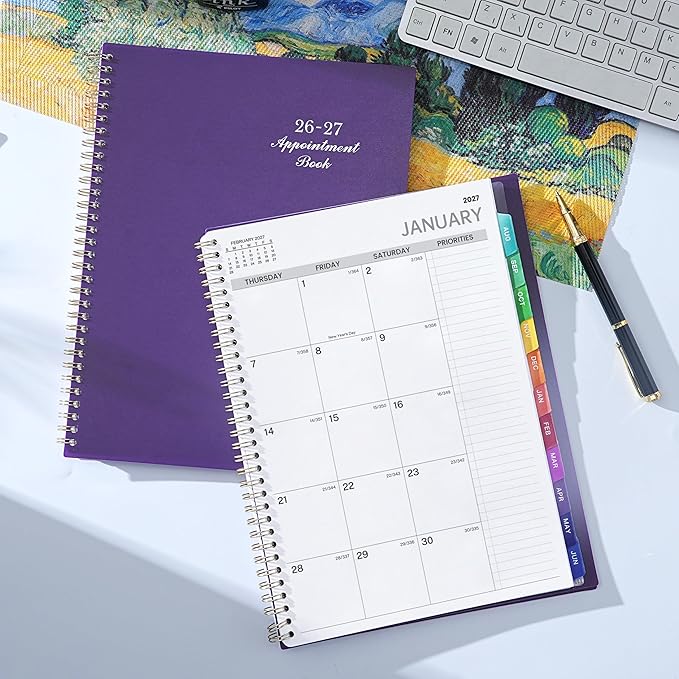 2026-2027 Weekly Appointment Book/Planner - Daily Hourly Planner 2026-2027, JUL 2026 - JUN 2027, 9" x 11" Appointment Book, Monthly Tabs, Hourly Interval, Thick Paper
