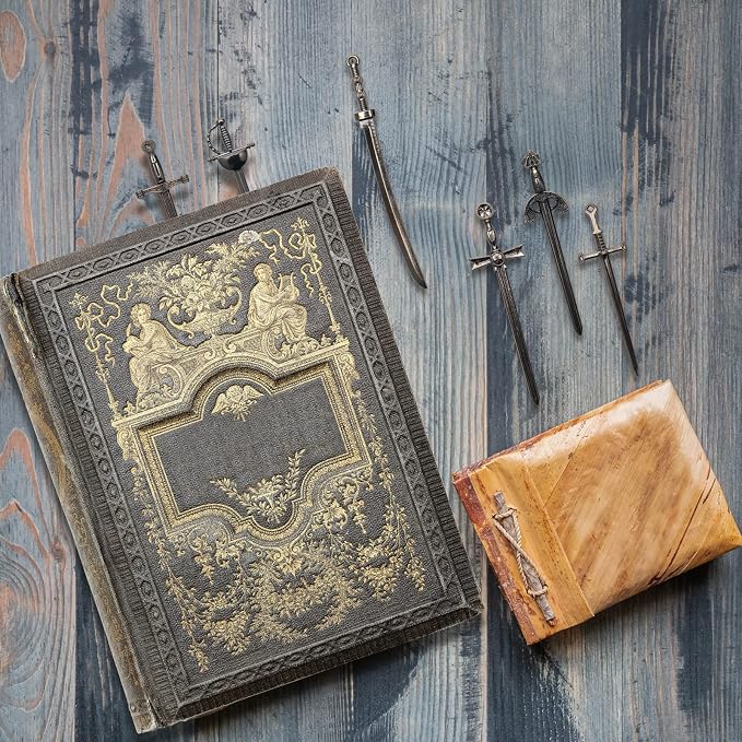 Windspeed Sword Bookmark 40 Pcs Black Antique Swords Bookmark for Men Ideal Gift for Book Lovers DIY Craft Supplies