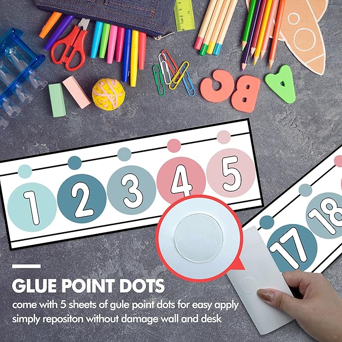 29 Pieces Number Line for Classroom Wall -20 to 120 Number Line Bulletin Board Border Modern Rainbow Classroom Decorations Math Posters for Teachers