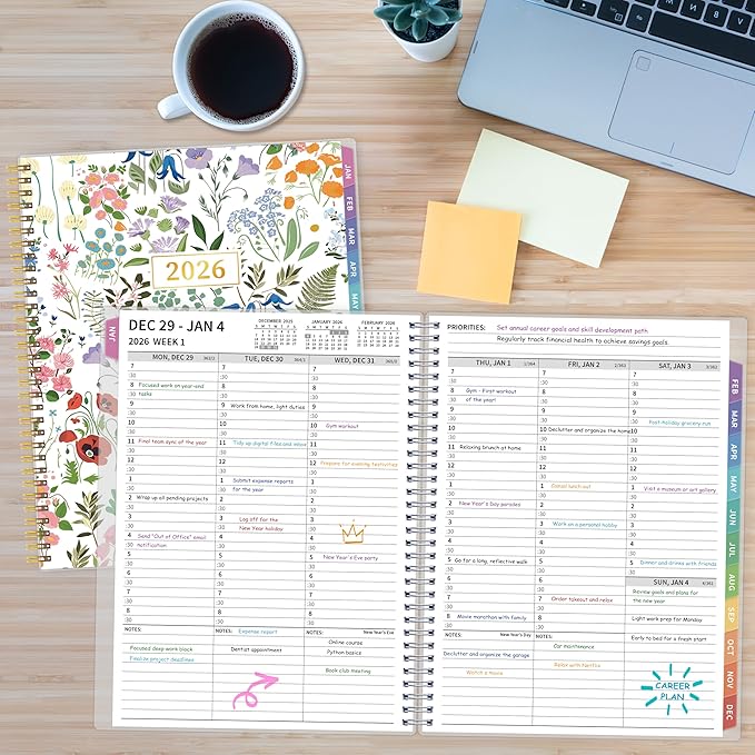 2026 Appointment Book, 30 Minutes-Hourly, Weekly ＆ Monthly Calendar Planner 2026, Jan 2026 - Dec 2026, 8.5'' x 11'', 2026 Daily Planner with Tabs ＆Pocket, Flexible Cover, Great for Office, Home, School