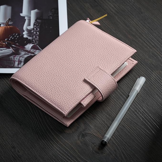 A6 Genuine Leather Techo Notebook Cover Compatible with Hobonichi Original Stalogy Midori MD with 5 Card Slots Pen Loop Bookmarks Back Pocket