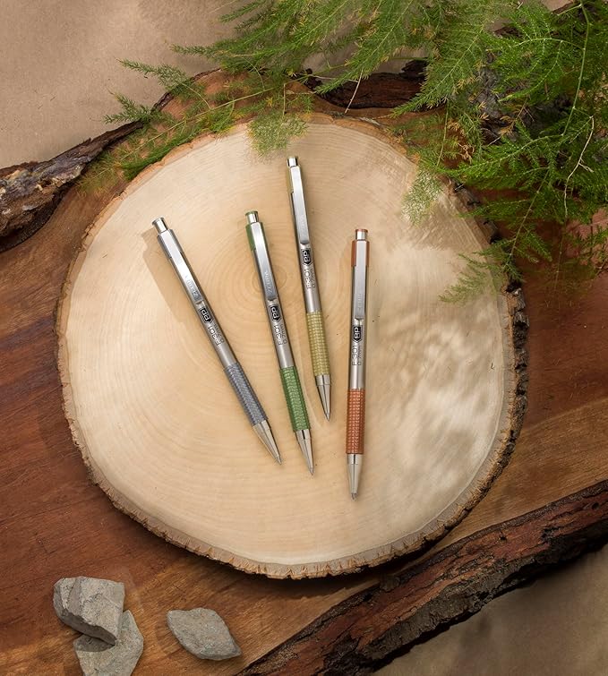 Zebra Pen F-301 Signature Series Retractable Ballpoint Pen, 0.7mm, Black Easy-Glide Ink, Stainless-Steel Barrel, Sandstone Earth Tone Accents, Ideal for Office, Journal and Planner Use, 4-Pack (27254)