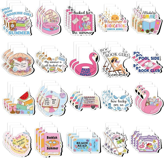 60Pcs Summer Reading Magnetic Bookmarks - Cute Poolside Funny Book Club Bookmarks, Summer Vacation Reading Bookish Page Marker Clips Readers Accessories for Women Girl Book Lover Back to School Gift