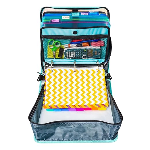 Case-it Iridescent Go Tab Zipper, 2" O-Ring with Removeable 5-Color tabbes, Expanding File Folder and Shoulder Strap and Handle, PS-440-VC-C, Pack of 6