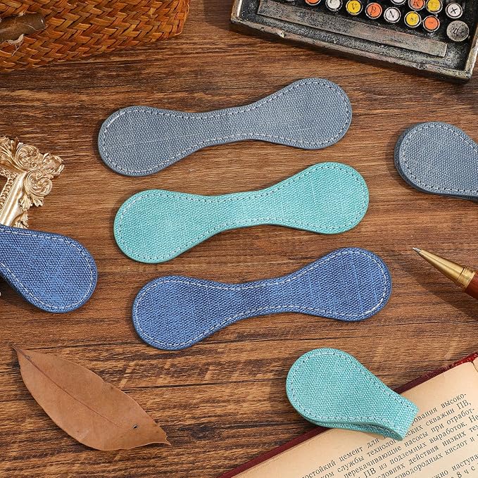 3PCS Vintage Magnetic Leather Bookmark, Leather Magnetic Bookmarks for Women, Magnetic PU Bookmarks Clip Book Accessories, Denim Pattern