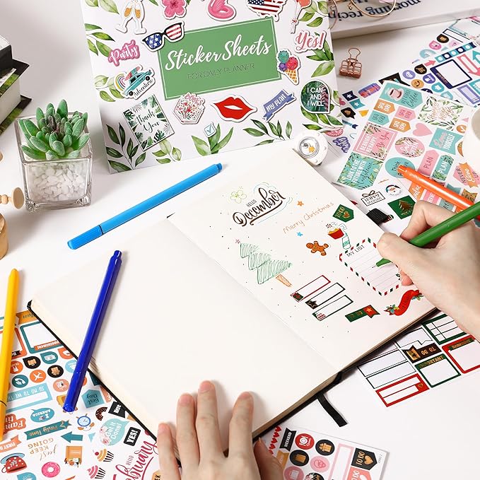 Planner Stickers - Monthly Planner Stickers and Accessories 25 Pages 1500 + Stunning Functional and Colorful Designs, Calendar Sticker Includes Festival Theme Journal Sticker