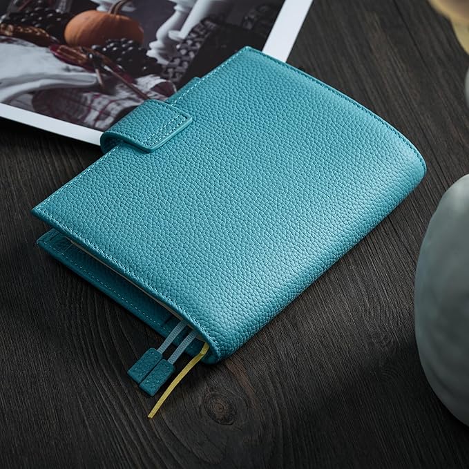 A6 Genuine Leather Techo Notebook Cover Compatible with Hobonichi Original Stalogy Midori MD with 5 Card Slots Pen Loop Bookmarks Back Pocket
