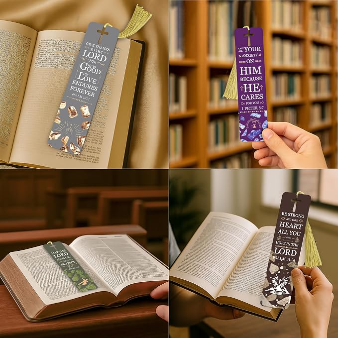 100 Pieces Paper Bible Verse Bookmarks with Tassels and Storage Box – Christian Religious Bookmarks Bulk with Scripture Quotes for Church, Reading Lover, Men, Women, Kids, Inspirational Faith Gifts