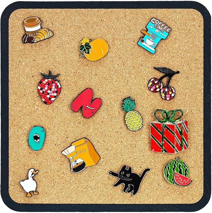 1pcs Rounded Square Pin Display Cork Board - 7.9x7.9 inch Enamel Pin Board for Brooch and Pin Collection Display, Ideal for Home, Office and School Decor