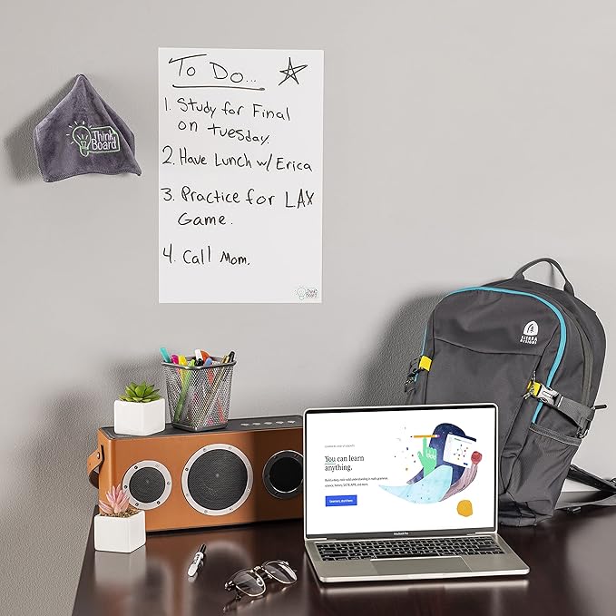 Think Board White Dry Erase Desk Sticker 11"x17" – Self-Adhesive Removable Whiteboard Decal – Peel & Stick Reusable Writing Surface for Home, Office, Dorm – Organize, Plan & Brainstorm