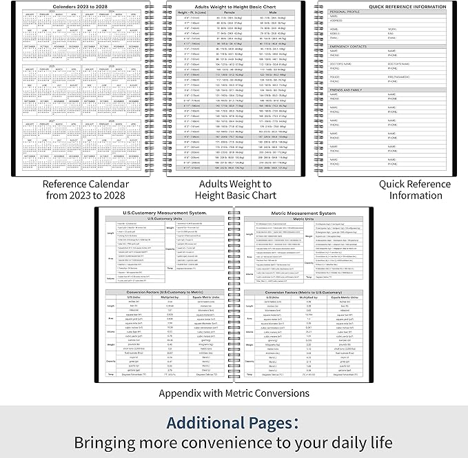 Daily Planner Undated - Spiral Appointment Planners, 208 Pages, 8.8" x 11", Daily Planner with Hourly Schedules, Appointment Book for Man/Women, Inner Pocket, Elastic Closure