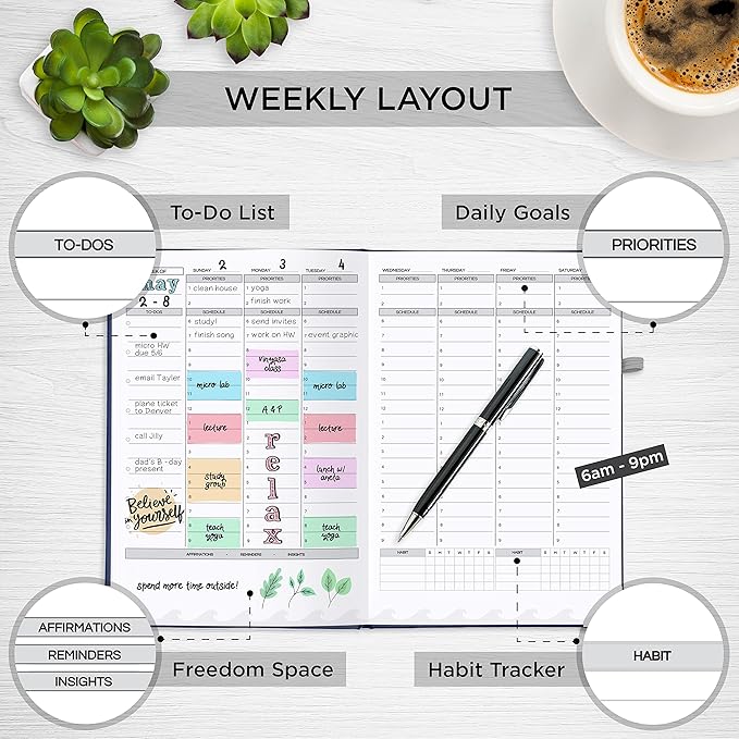 Closeout Edition Live Whale - 90 Day Organizer Mindfulness Journal for Busy People - Pink Personal Scheduler for Goal Setting | Focus with Notes & Journaling | Goal Setter Journal (Pink/Grey)