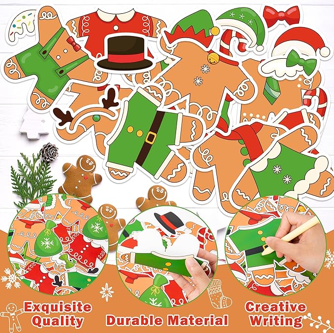 178Pcs Christmas Red Gingerbread Man Cutouts, Christmas DIY Photo Craft Cutouts Wall Classroom Bulletin Board Decoration, Elementary School Classroom Chalkboard Supplies Wall Door Decor