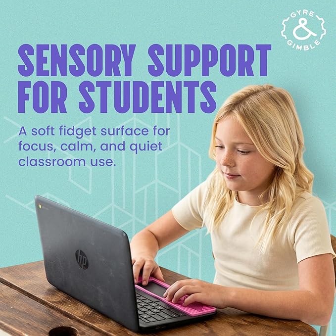 Student ChromebookⓇ Gidget: Silicone Sensory Mat/Palm Rest Compatible with Most Student ChromebookⓇ Models – Textured Fidget Pad for Discreet Focus and Comfort – by Gyre & Gimble