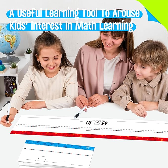 2 PCS 0-120 Dry Erase Number Line Board, Writable and Erasable Double Sided Board- 0-120 on One Side & Blank Line on Other Side, Math White Board for Teachers, Kids, Students, Classroom and Home