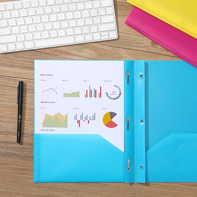 Mr. Pen- Plastic Folders with Pockets and Prongs, 15 Pack, Vibrant Colors, Pocket Folders, Folders with Prongs