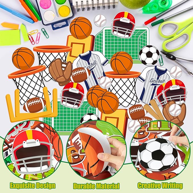 77Pcs Team Spirit Sport Bulletin Board Decoration Back to School Set Together Everyone Achieves More Basketball Football Cutouts Name Tags Motivational School Chalkboard Wall Door Supplies