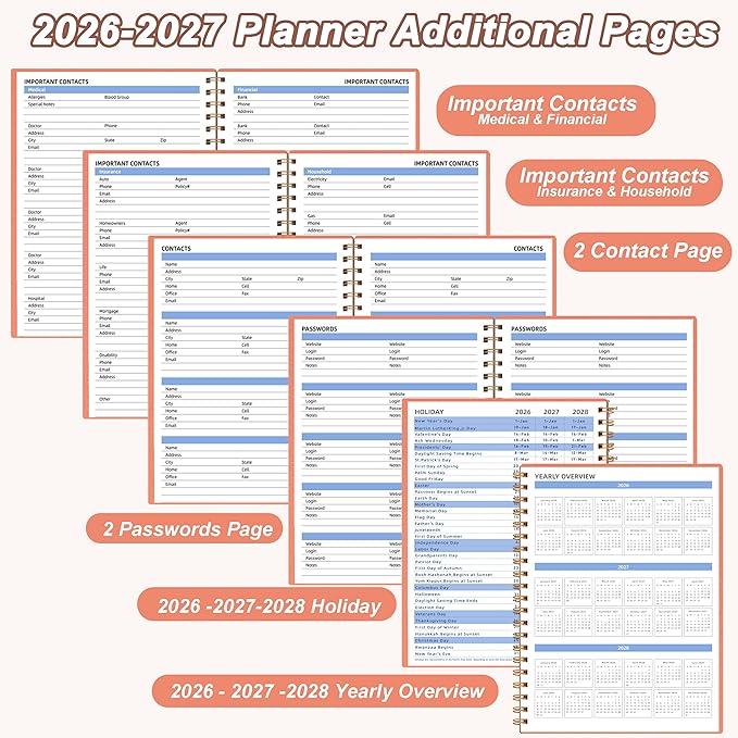 2026-2027 Monthly Planner(7.4'' x 9.6''), 18 Months Agenda Planner from Jan 2026-Jun 2027, Calendar 2026 with Pocket, 120GSM Paper, Pink