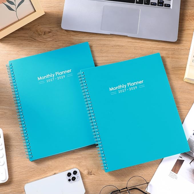 2027-2029 Monthly Planner - 3 Year Planner 2027-2029, Jan.2027 - Dec.2029, 9" x 11", 3 Year Calendar 2027-2028-2029 Monthly Planner with Thick Paper, Colorful Tabs, Pocket for School, Home & Office - Teal