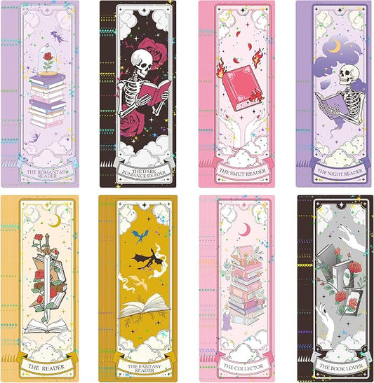 Fantasy Bookmarks Bulk Gifts - 48 Pcs Dragon Dark Romance Paper Bookmark for Women Men Book Lovers Sword Skull Page Marks Merch School Reading Accessories Bookish Gift for Birthday Graduation