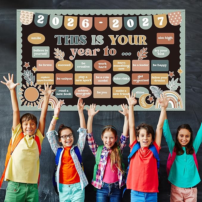 Classroom Bulletin Board Set Boho Motivational This is Your Year Decoration Retro Boho Inspirational Reading Welcome Back to School Bulletin Board Cutouts for Office Chalkboard Wall Door Decor Supply