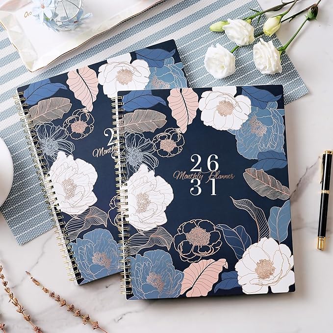 2026-2031 Monthly Planner/Calendar - 5 Year Monthly Planner, July 2026 - June 2031, 9" x 11", 5 Year Calendar 2026-2031 Monthly Planners with Tabs, Notes Pages - Engraved Floral