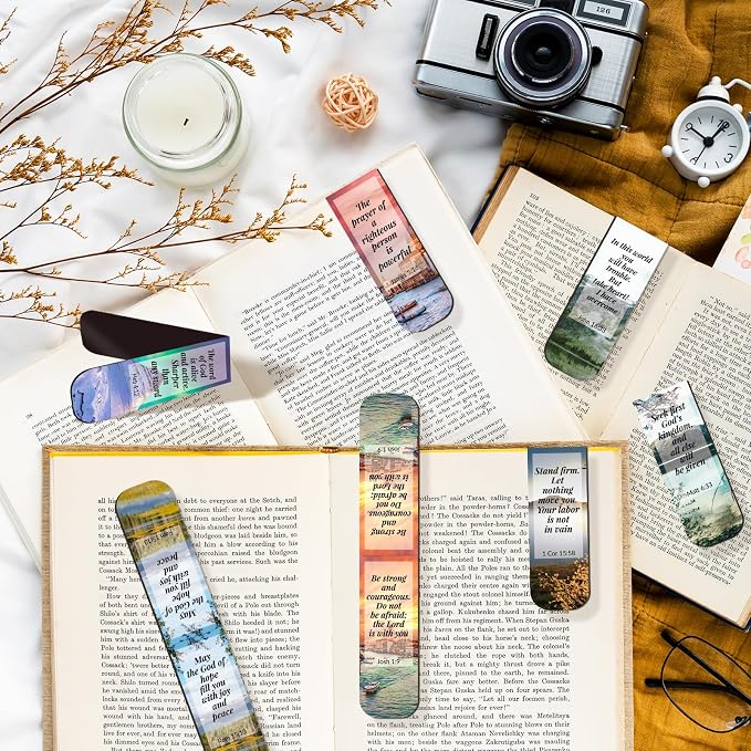 108 Pack Bible Magnetic Bookmarks Christian Magnet Bookmark Clips for Women Men Book Lovers Bible Page Markers for Teachers Students Reading School Office Home, Printing on 2 Side