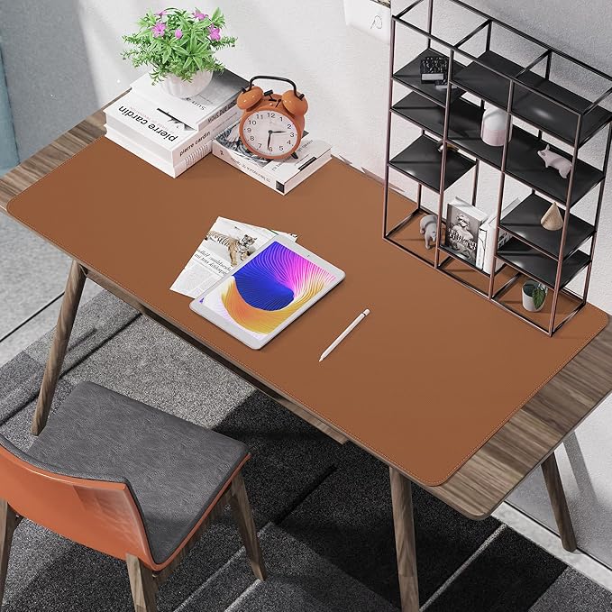 AFIING Cork Desk Mat 47" x 23.6", Dual-Sided Natural Cork & PU Leather Desk Pad, Non-Slip Waterproof Large Mouse Pad for Office, Home & Gaming (Brown)